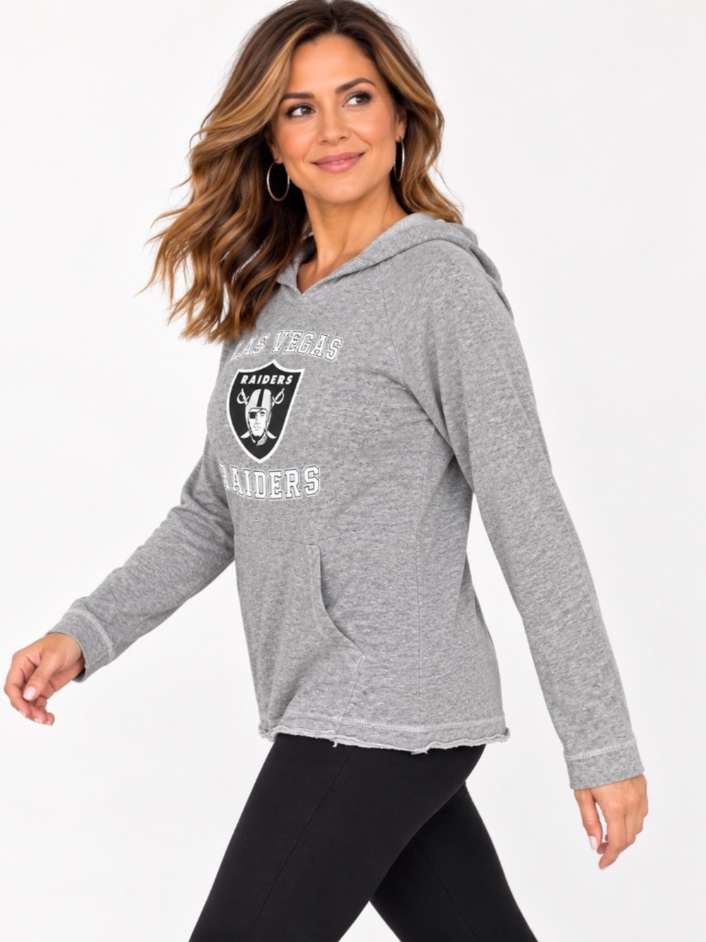Women’s NFL Las Vegas Raiders Gray Hooded Sweatshirt Hoodie L - Picture 7 of 8